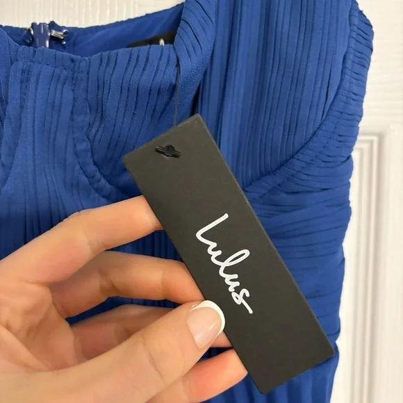 Lulu’s Cascading Crush Blue Tiered Bustier Midi Dress NWT - Picture 7 of 8